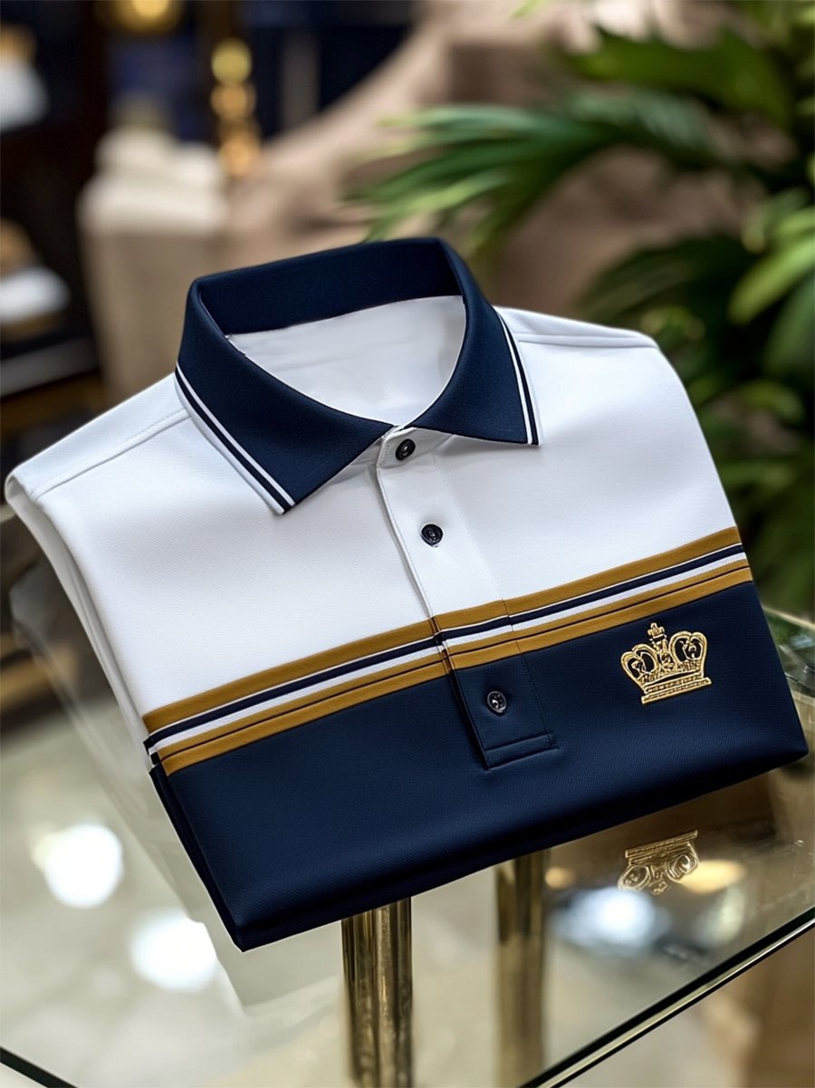 Men's Casual Business Stripe Print Button-Down Short Sleeve