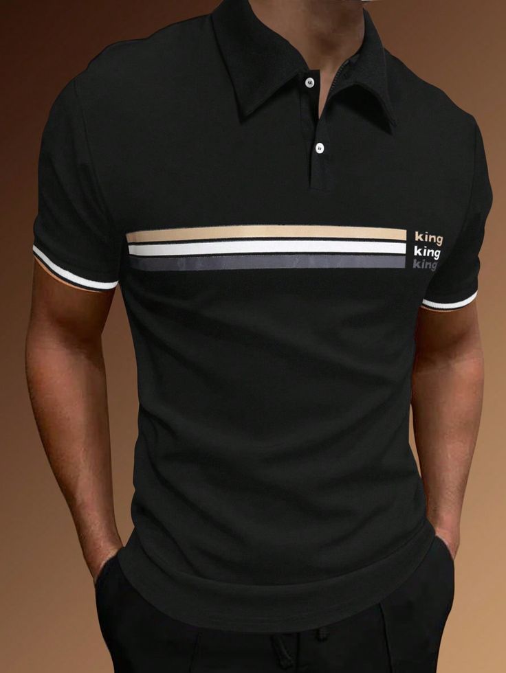 Men's Samll Line King print Trending Polo T-shirt