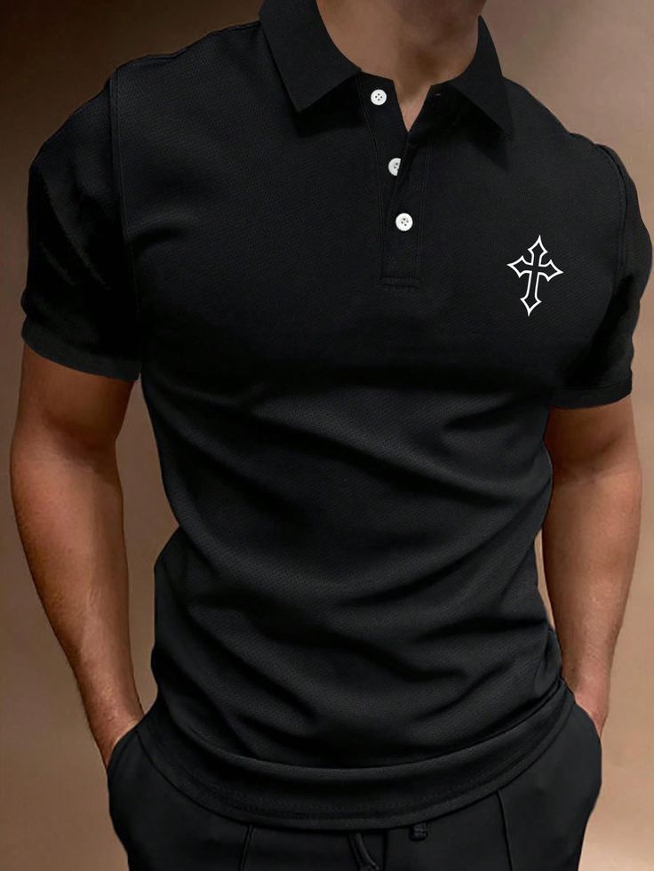 Men's Cross Print Trending Polo T-shirt