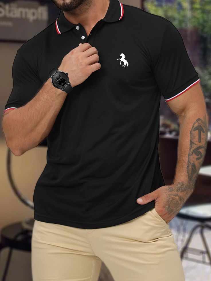 Men's Horse Print Trending Polo T-shirt