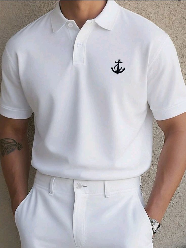 Men's Anchor Print Trending Polo T-shirt