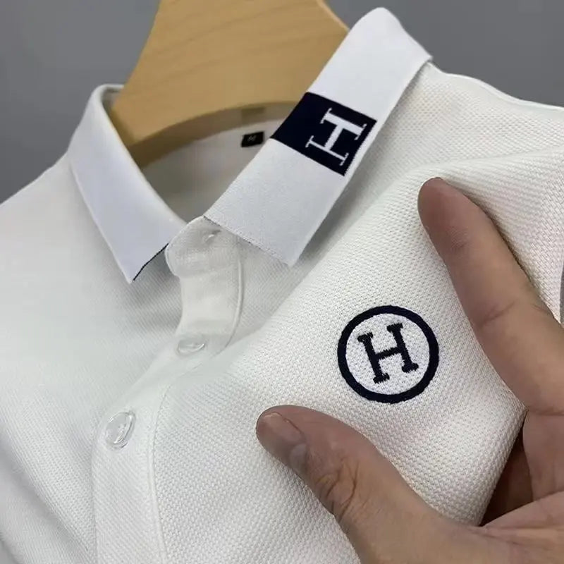 Men's H Letter Logo Printed Trending Polo T-Shirt