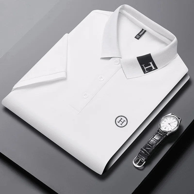 Men's H Letter Logo Printed Trending Polo T-Shirt