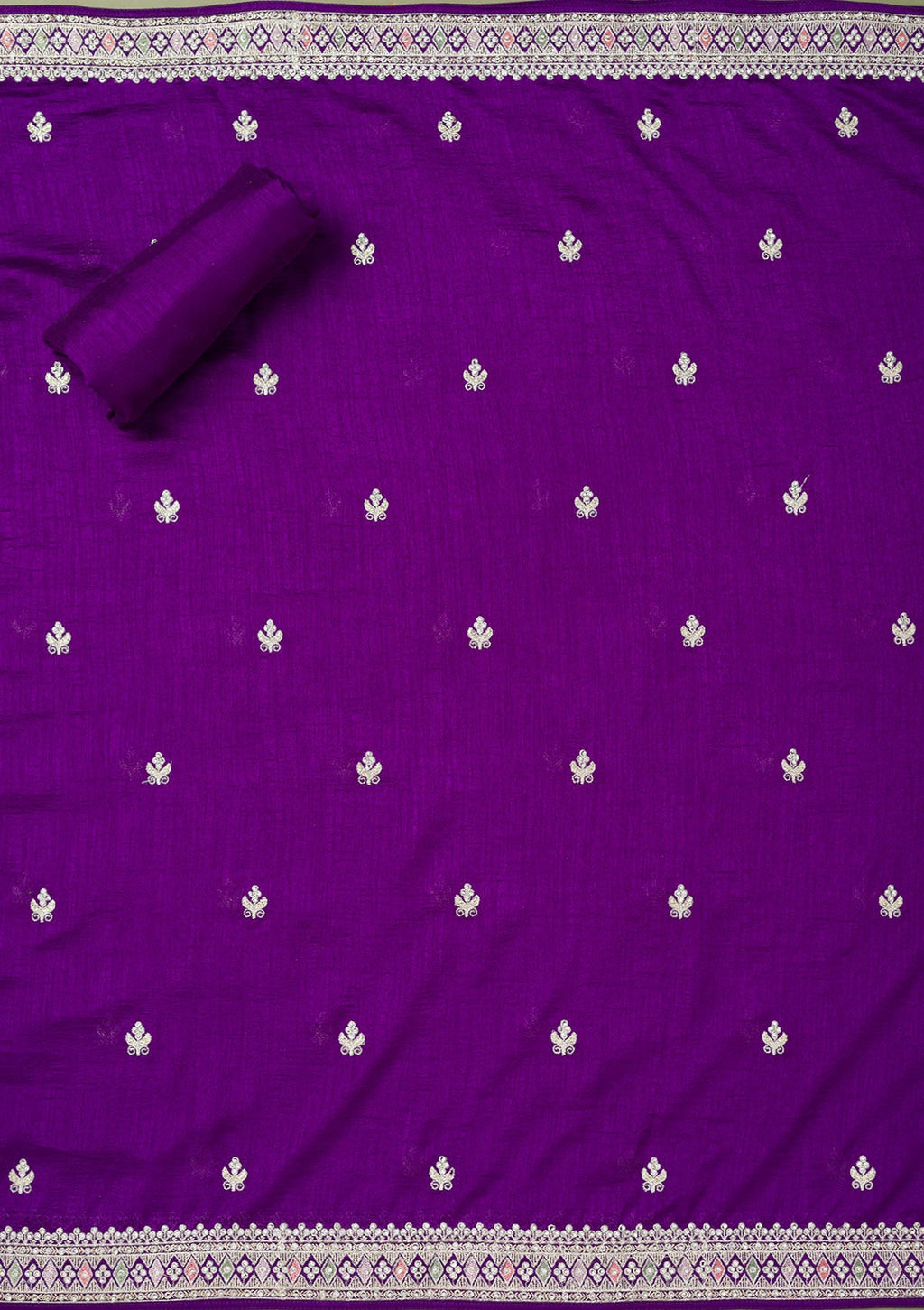 Purple Zariwork Art Silk Unstitched Salwar Suit