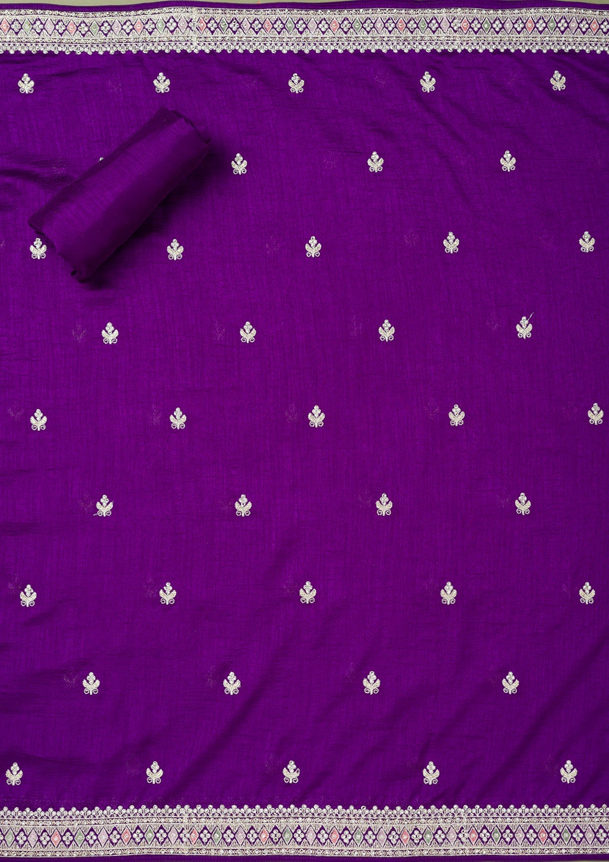 Purple Zariwork Art Silk Unstitched Salwar Suit