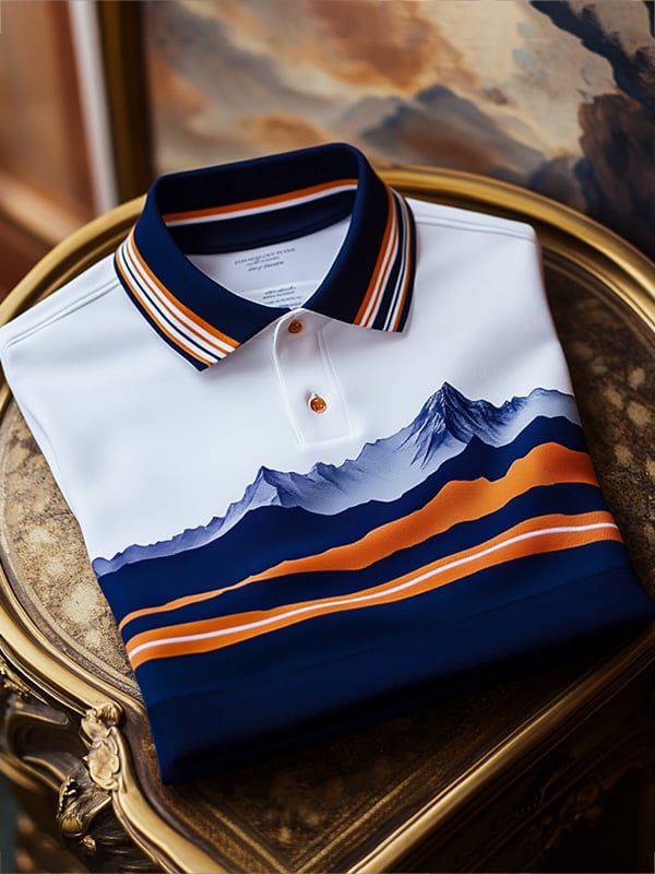 Men's Business Stripe Logo Classic Polo Short Sleeve T-Shirt